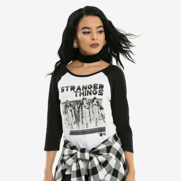Netflix Tops - Netflix Stranger Things Black and White Graphic Tee